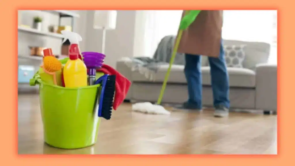 a women mopping the floor