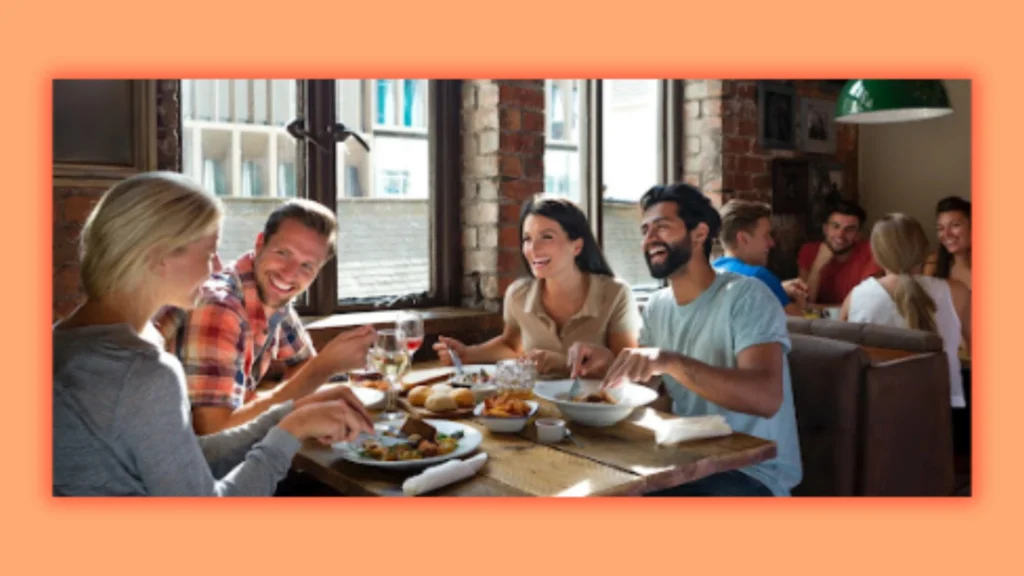 a image of group of people having launch in restaurant 