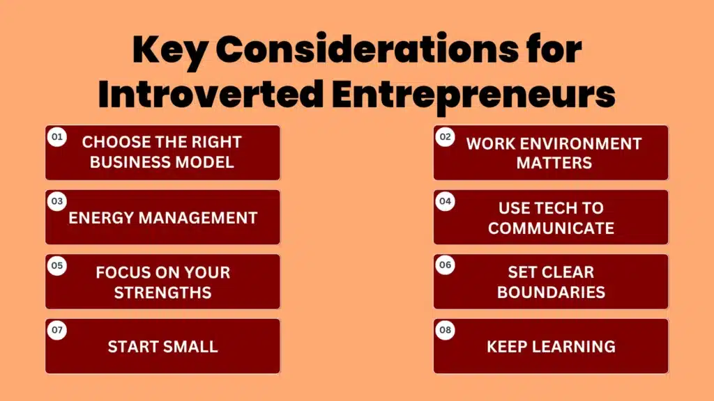 an infographic showing Keyo considerations to introverted entrepreneurs