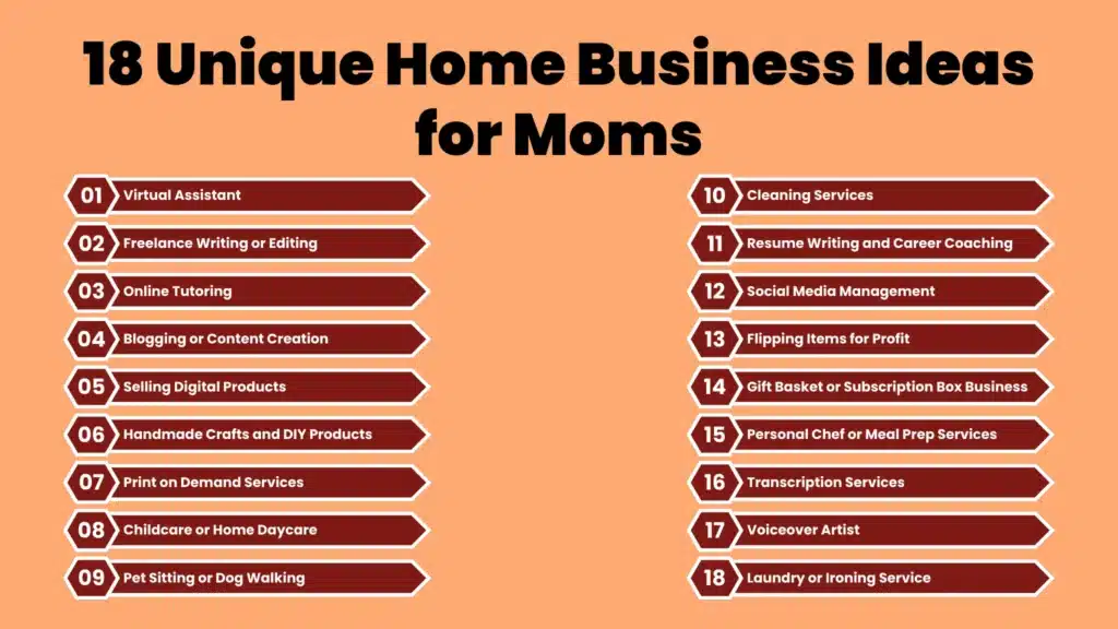 an infographic showing home business ideas for mom