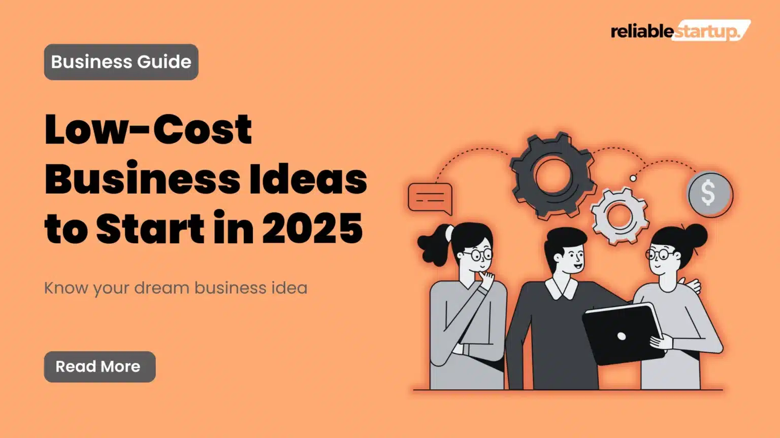 an infographic showing the thumbnail image of the low-cost business ideas