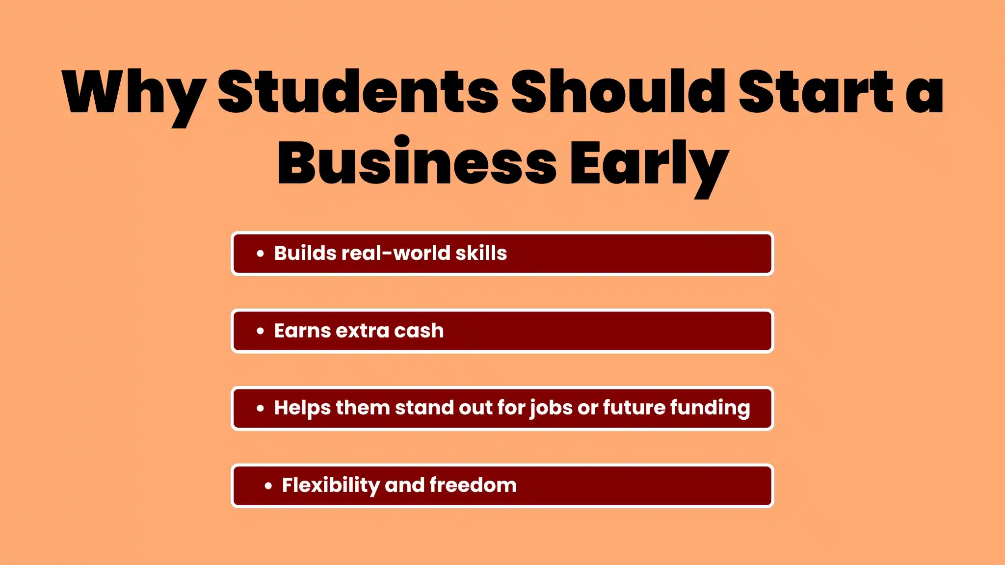 an infographic showing Why Students Should Start a Business Early