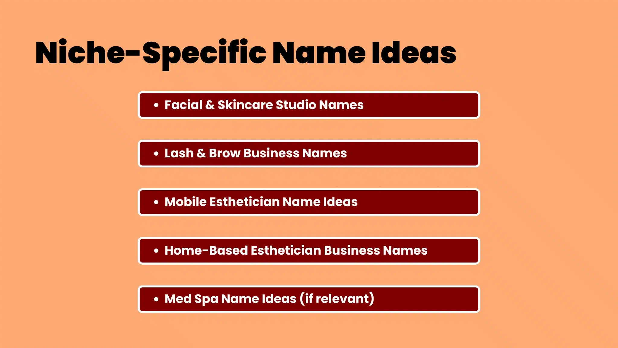an infographic showing a list of Niche-Specific Name Ideas