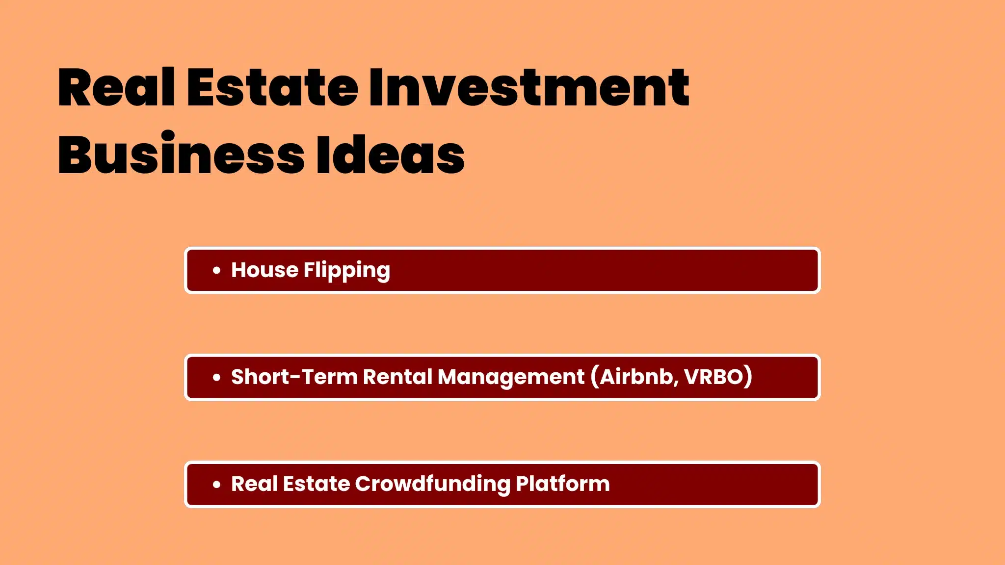 an infographic showing a list of Real Estate Investment Business Models