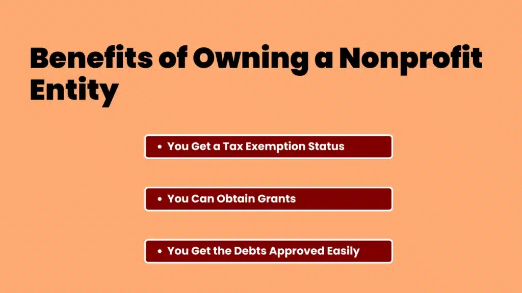an image showing the benefits of owning a nonprofit entity
