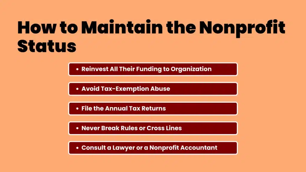 an image showing about how to maintain the nonprofit status