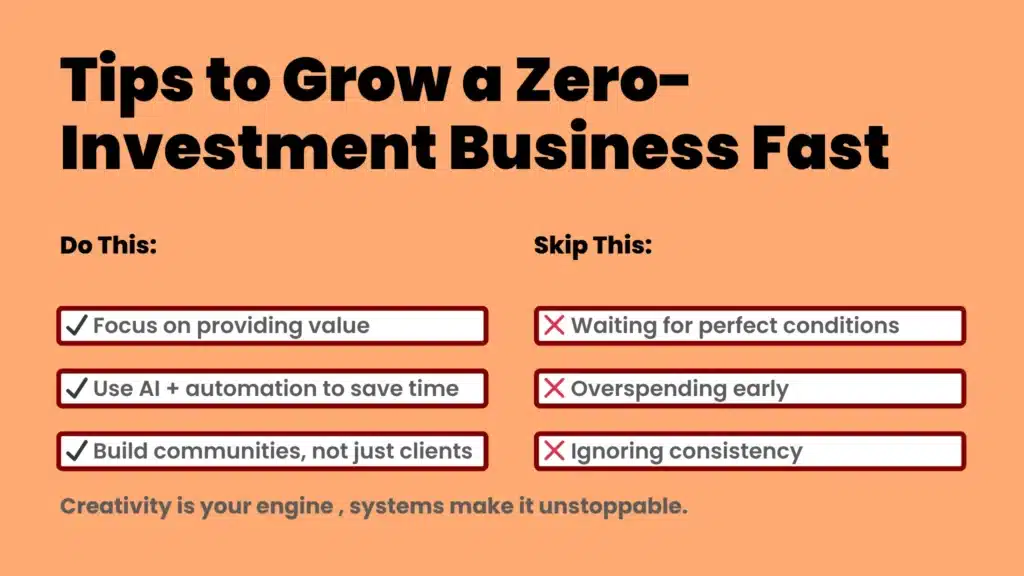Tips to Grow a Zero-Investment Business Fast