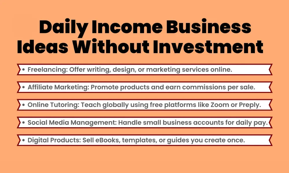 Daily Income Business Ideas Without Investment