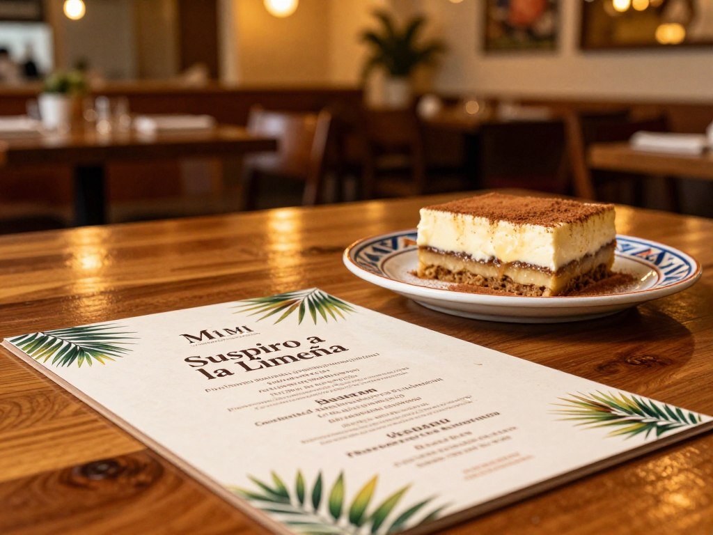 A Miami menu listing a Peruvian dessert by name