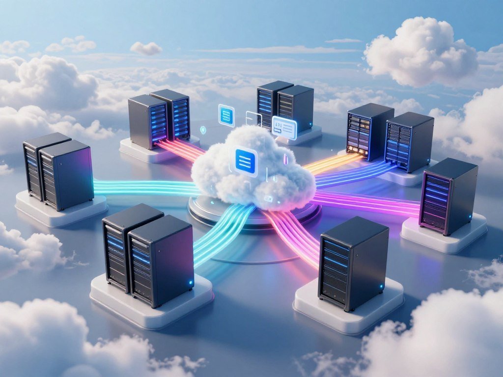 A cloud network connects servers with storage and application tools A cloud network connects servers with storage and application tools