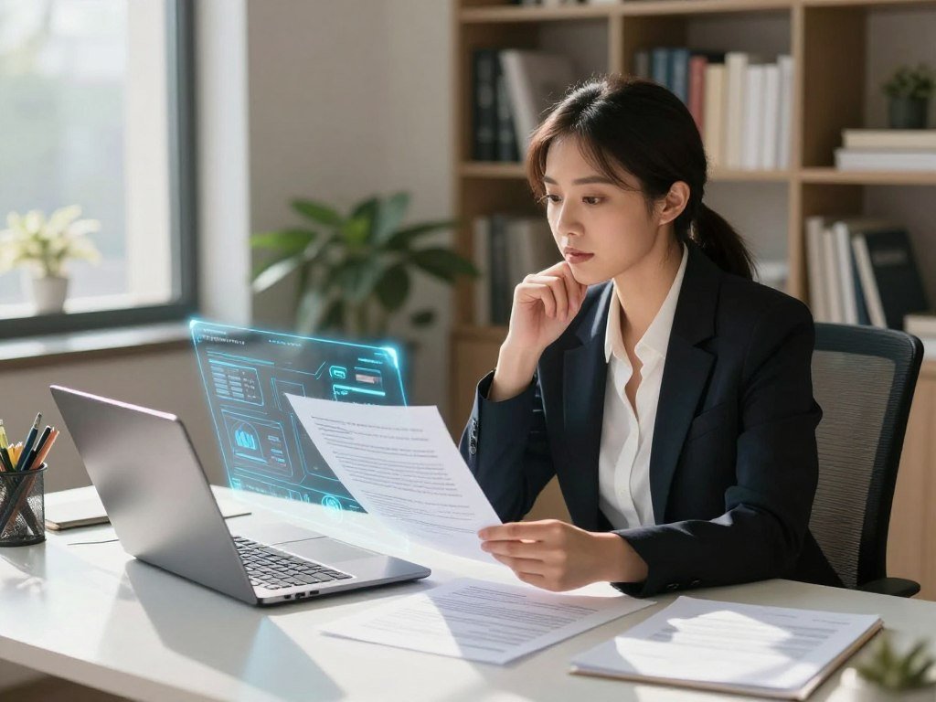 A writer comparing long proposal drafts with an AI assistant A writer comparing long proposal drafts with an AI assistant