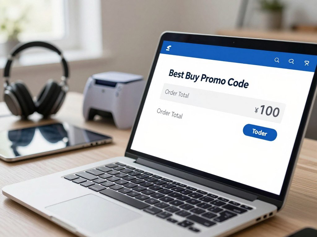 Best Buy promo code entered beside an electronics order total