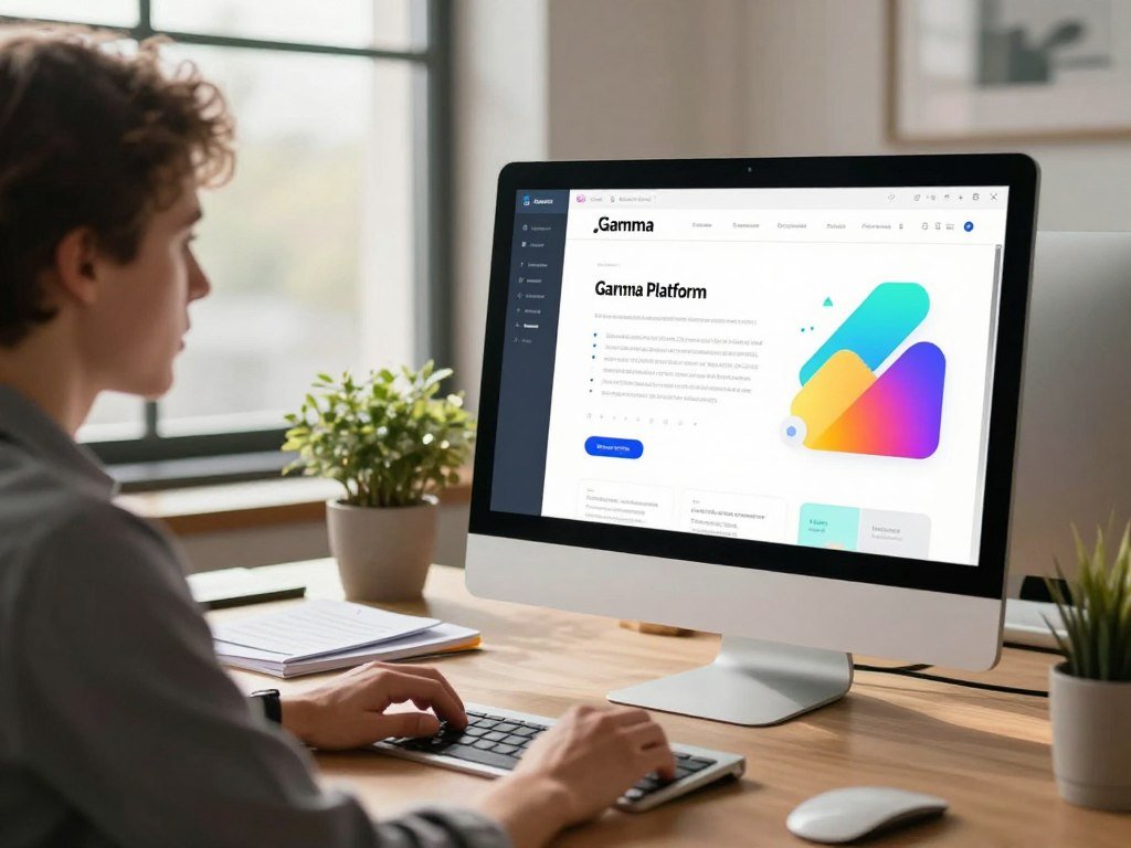 Browser-based Gamma platform creating a presentation from an outline Browser-based Gamma platform creating a presentation from an outline
