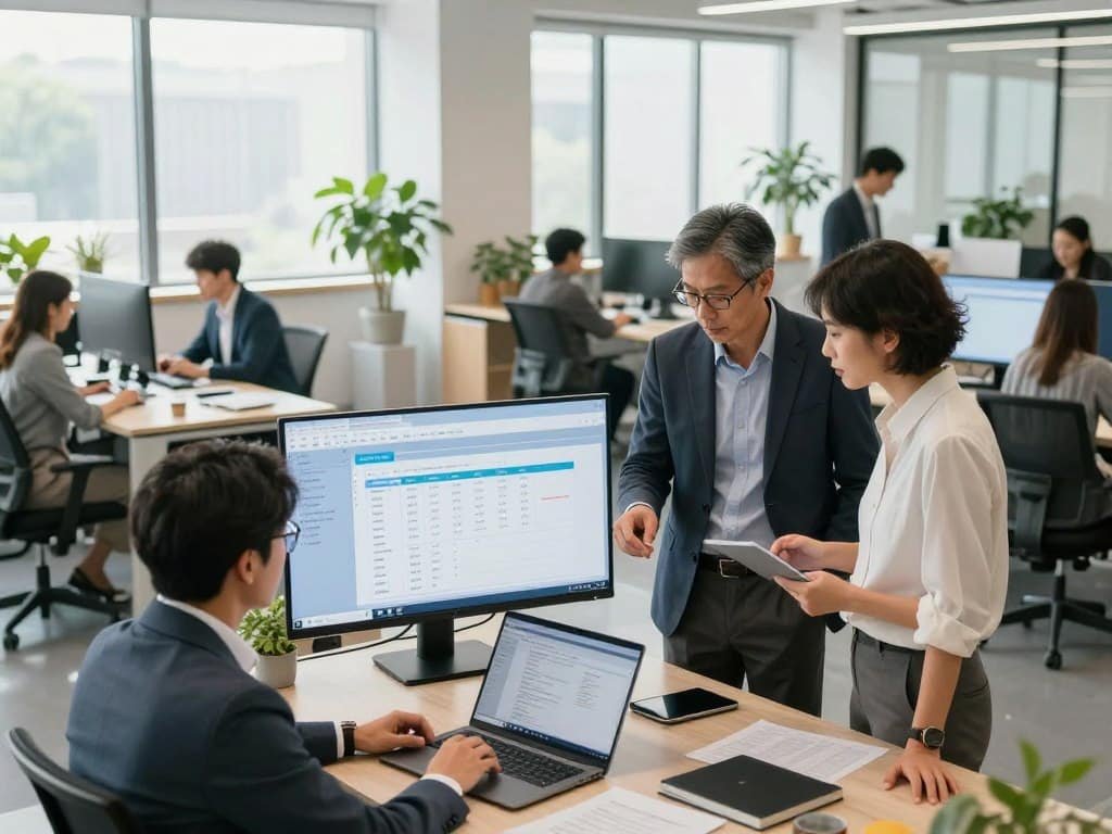 Business teams using shared ERP system records