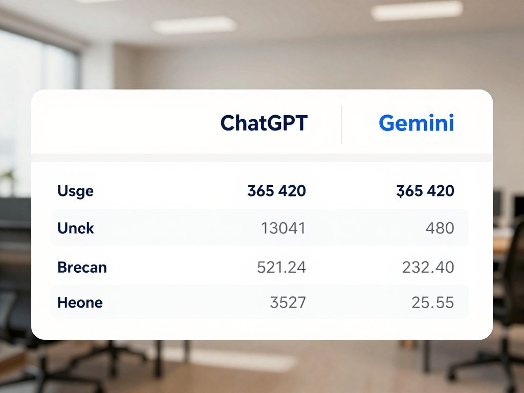 ChatGPT and Gemini usage figures compared in a simple table