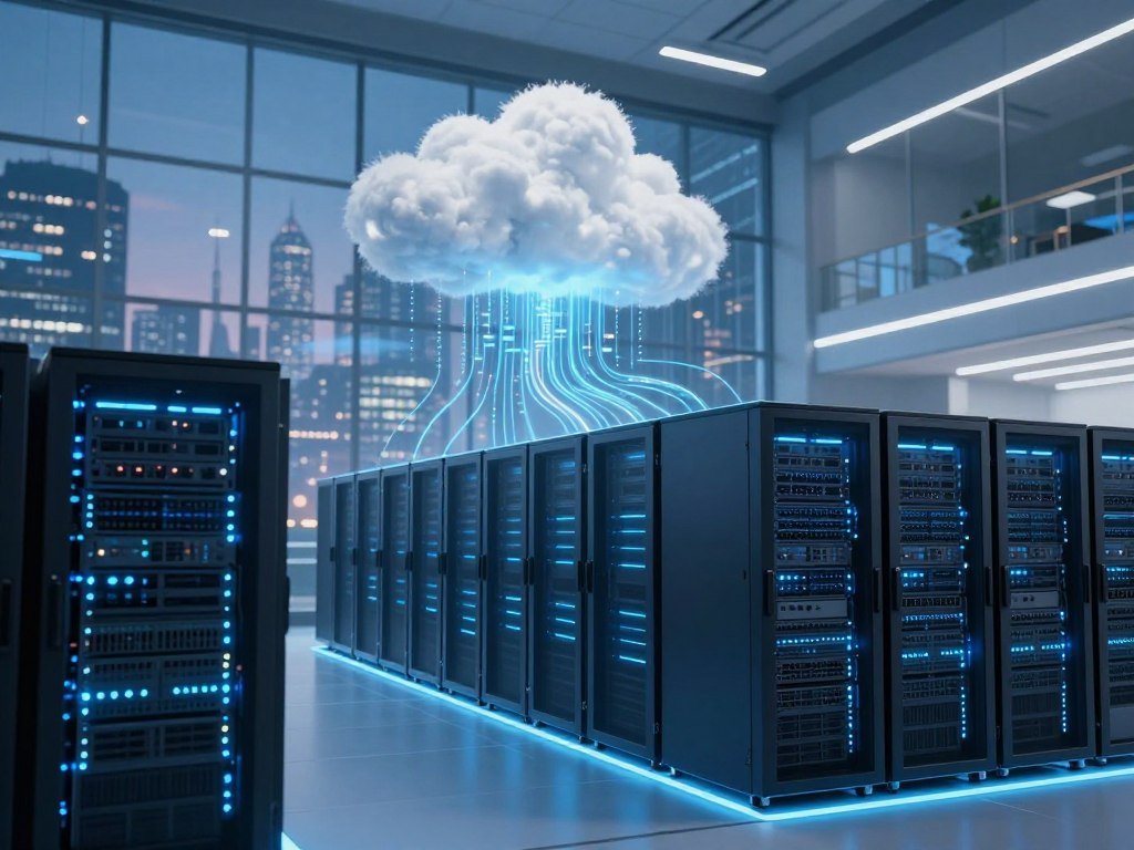 Connected servers share cloud hosting resources for an application Connected servers share cloud hosting resources for an application
