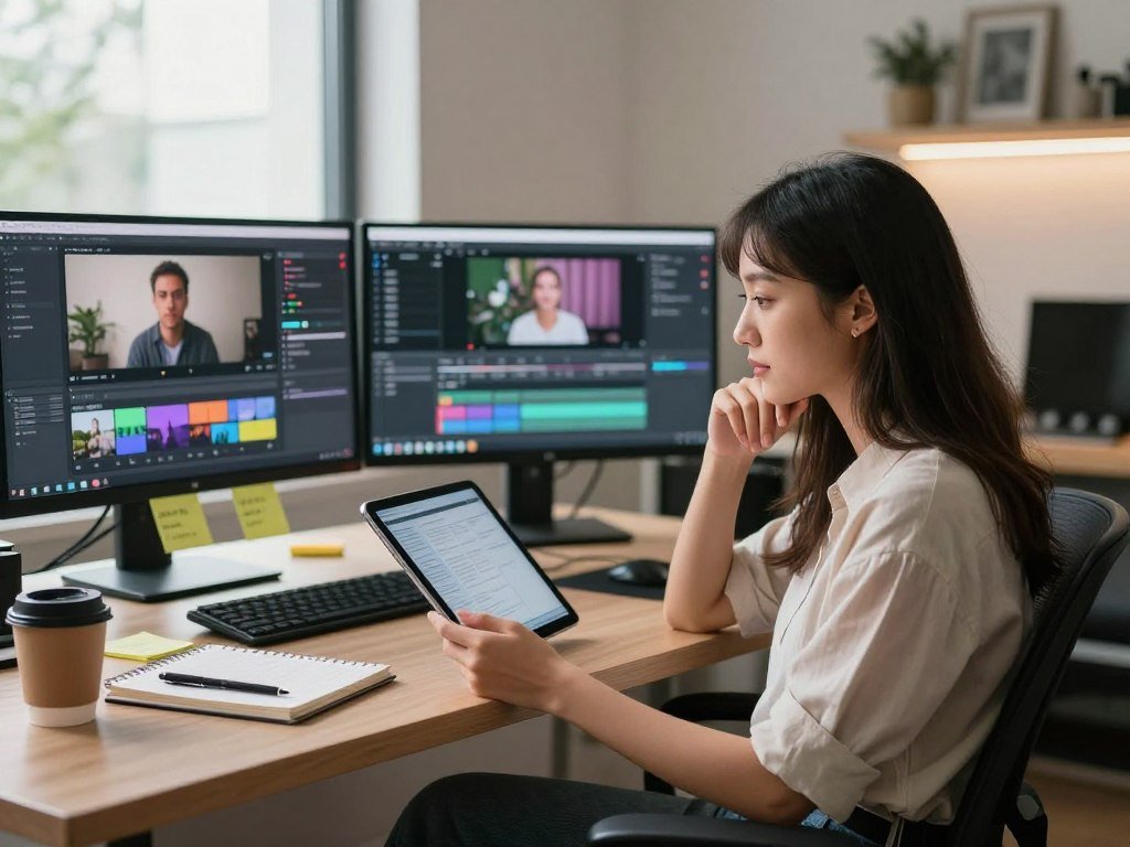 Creator comparing video generator choices for a planned scene Creator comparing video generator choices for a planned scene