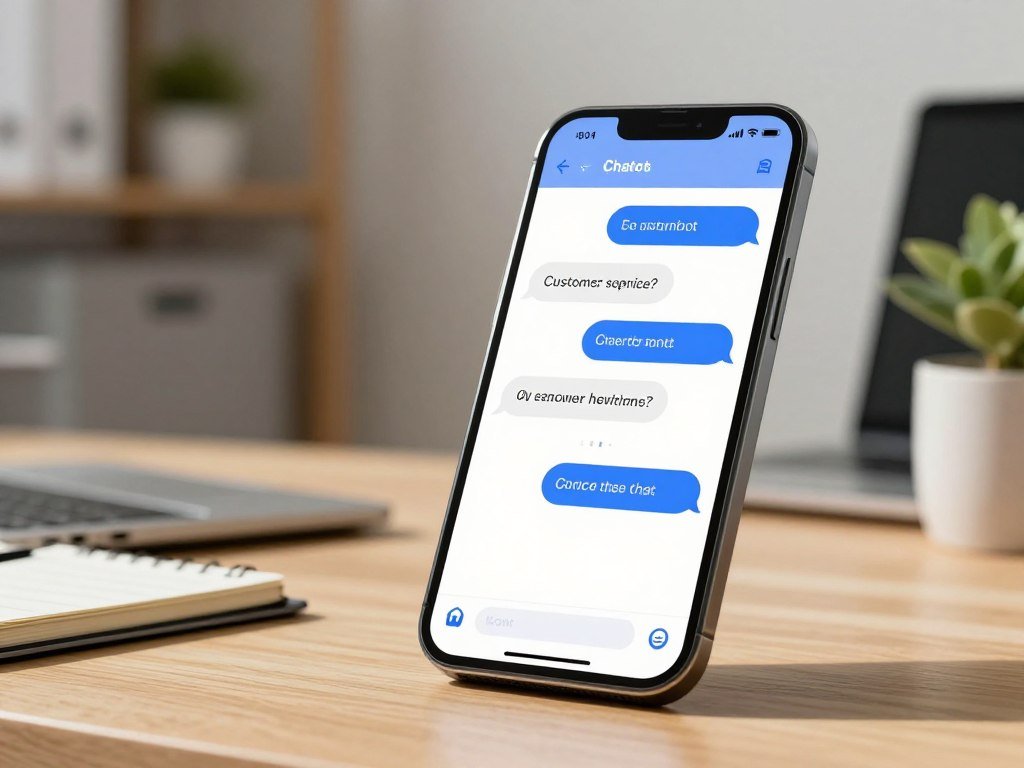 Customer support chatbot answering questions on a phone Customer support chatbot answering questions on a phone