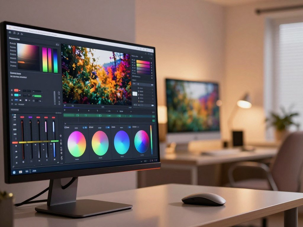 DaVinci Resolve color grading controls beside a video preview