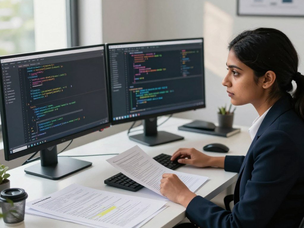 Developer reviewing agent changes across several project files Developer reviewing agent changes across several project files