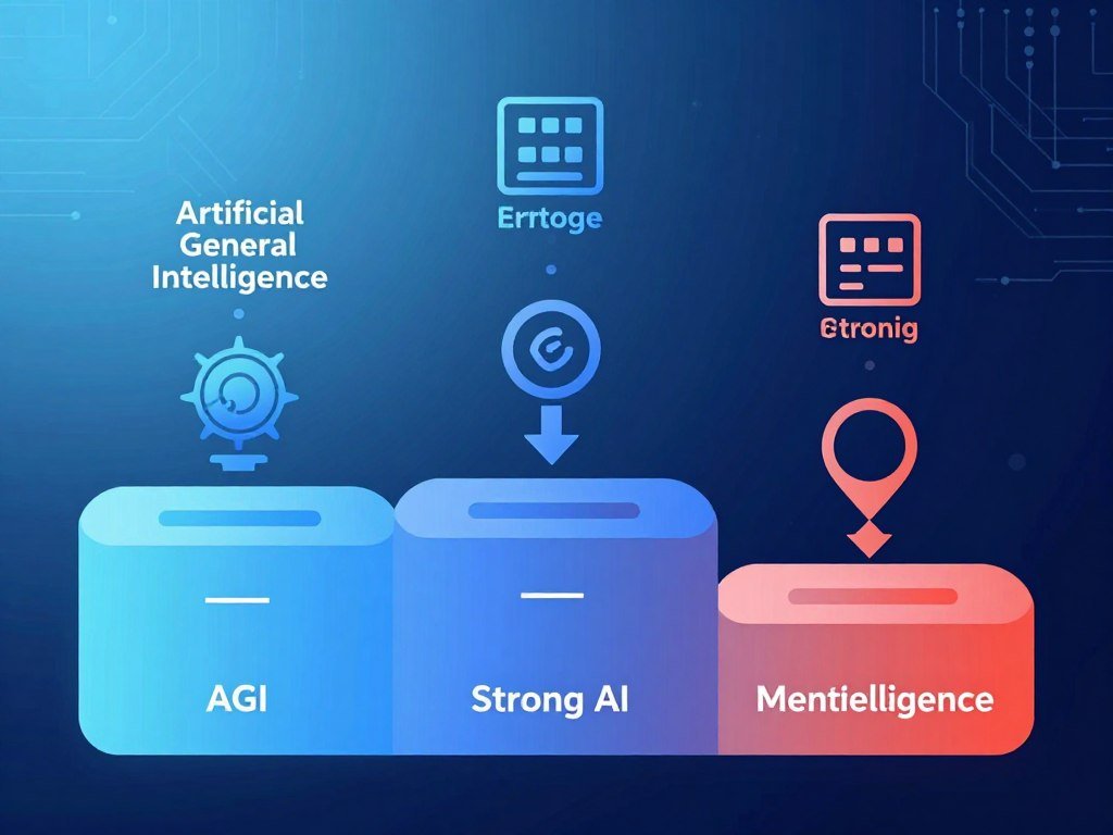 Diagram comparing AGI, strong AI, and superintelligence
