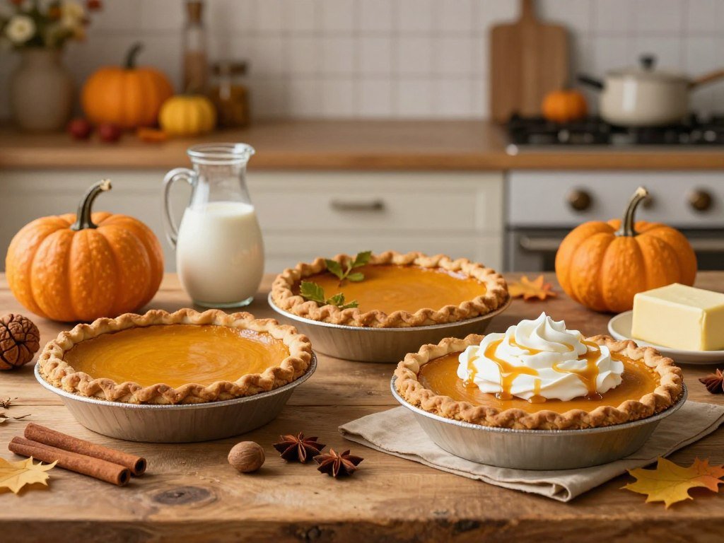 Different pumpkin pie recipes with pumpkin and dairy ingredients