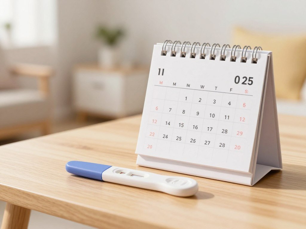 Early testing calendar beside a pregnancy test Early testing calendar beside a pregnancy test