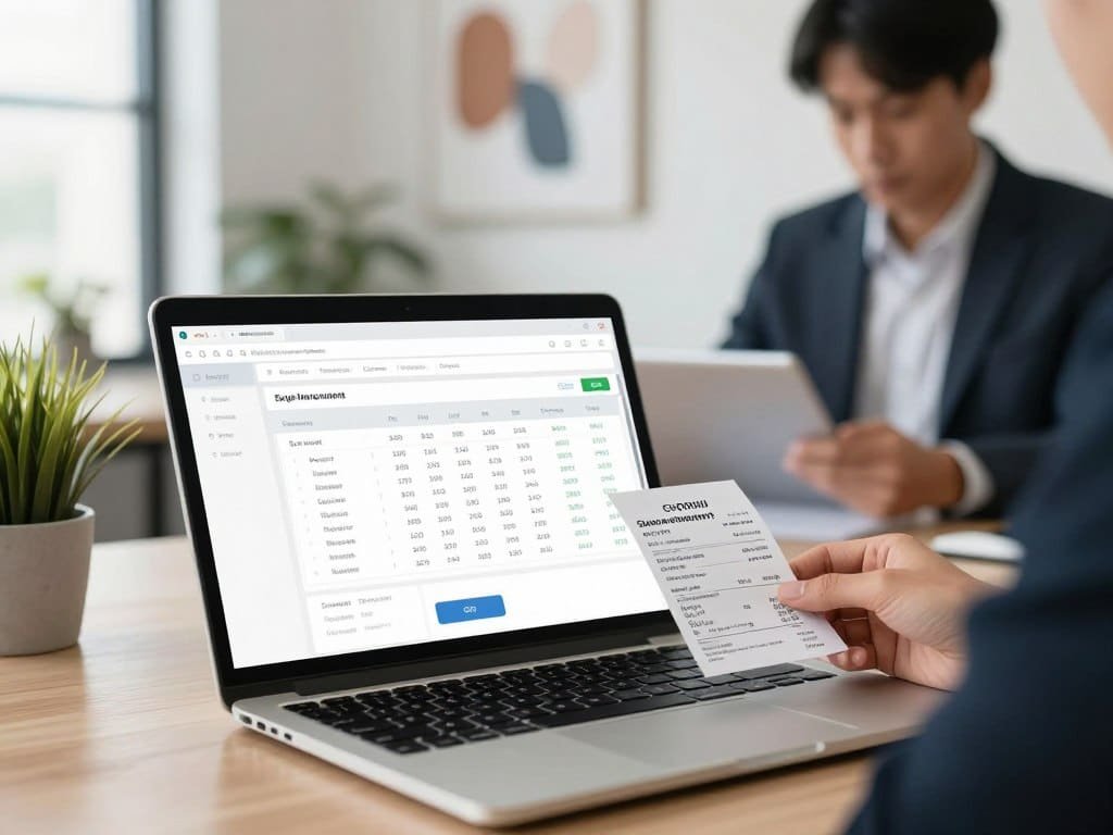 Expense management software matching a receipt to a card charge