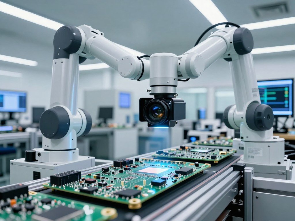 Factory camera using edge computing to inspect circuit boards Factory camera using edge computing to inspect circuit boards