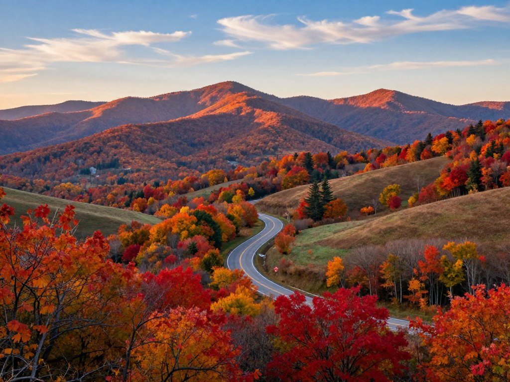 Fall foliage and mountain views along the Blue Ridge Parkway