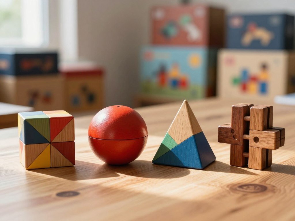 Four packing puzzles lined up for different collector challenges
