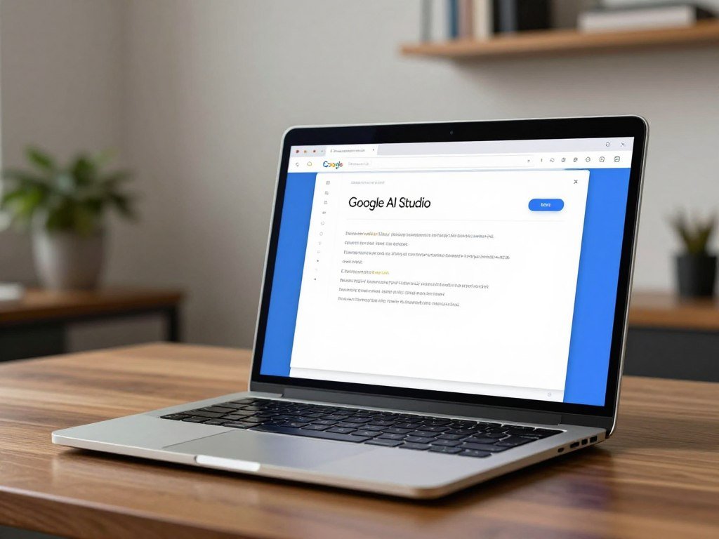 Google AI Studio browser workspace open beside a Gemini prompt Google AI Studio browser workspace open beside a Gemini prompt