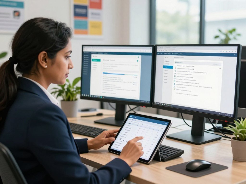 HR manager testing onboarding workflows and mobile task tracking