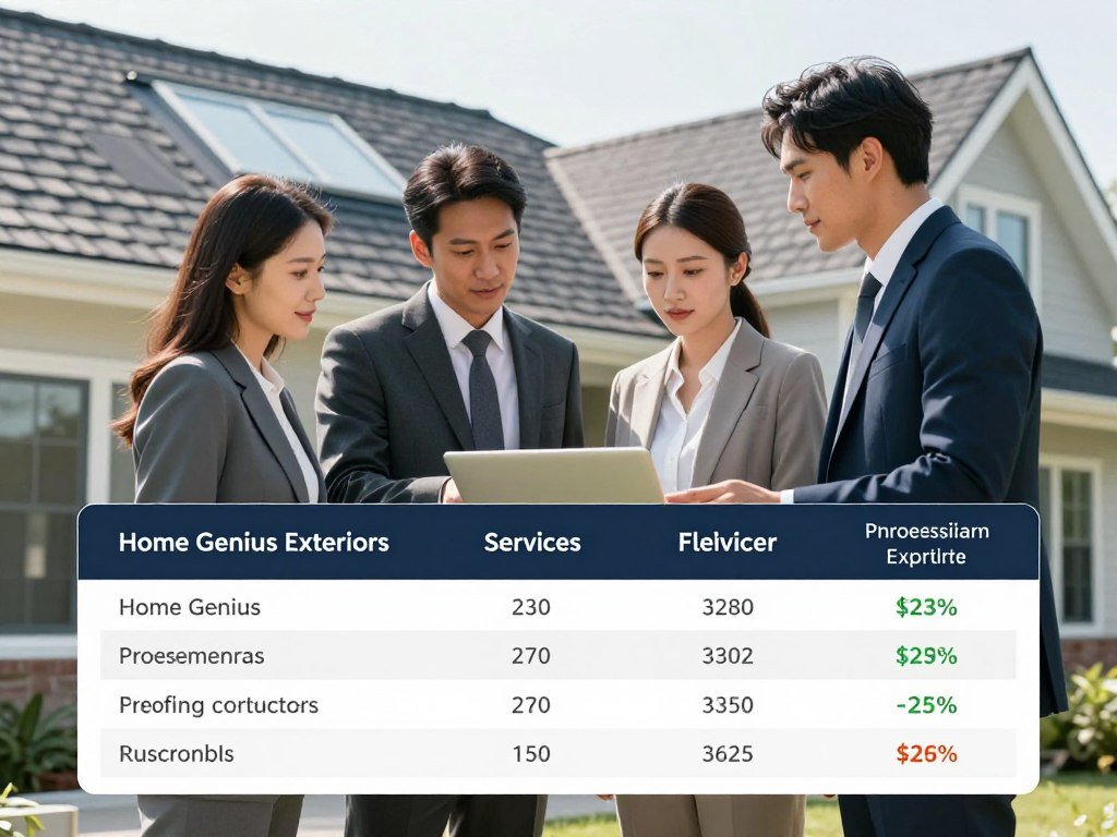 Home Genius Exteriors leads roofing contractors in the comparison table