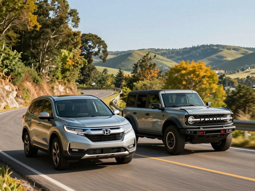 Honda Passport and Ford Bronco on a midsize SUV comparison drive Honda Passport and Ford Bronco on a midsize SUV comparison drive