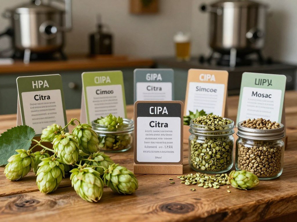 Hop combinations arranged for a homebrew beer recipe Hop combinations arranged for a homebrew beer recipe