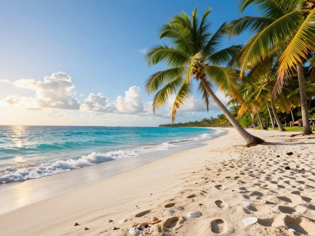 Luquillo Beach white sand beneath palms on Puerto Rico's north coast Luquillo Beach white sand beneath palms on Puerto Rico's north coast