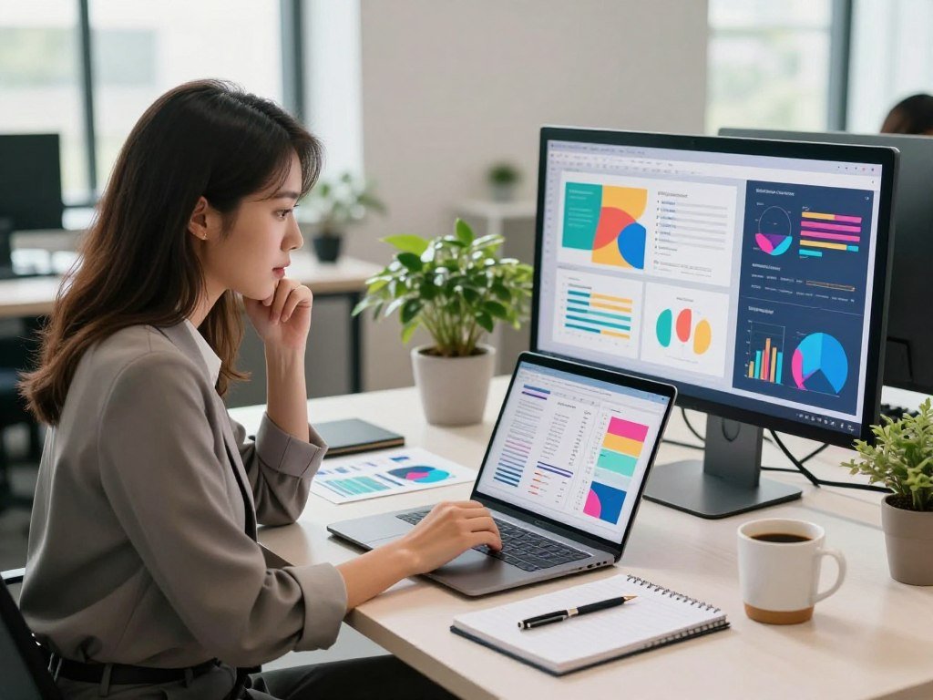 Marketer checking an AI draft before campaign approval Marketer checking an AI draft before campaign approval