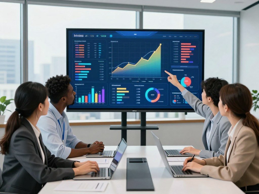 Marketing team explores campaign charts in a BI platform Marketing team explores campaign charts in a BI platform