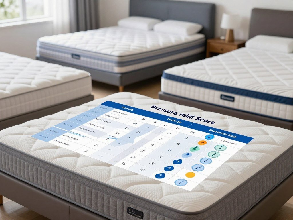 Mattress score table compares pressure relief and support Mattress score table compares pressure relief and support