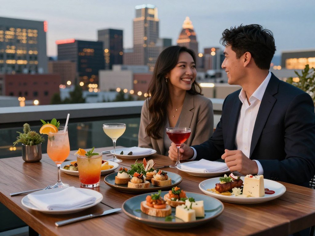 Rooftop cocktails and small plates on a Denver date night