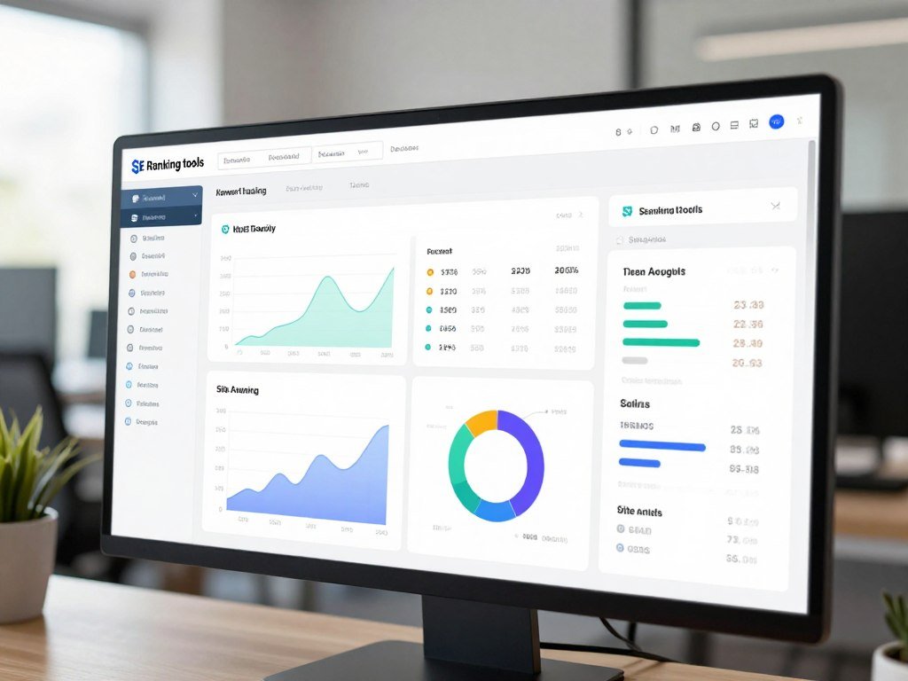 SE Ranking dashboard with keyword tracking and site audit results