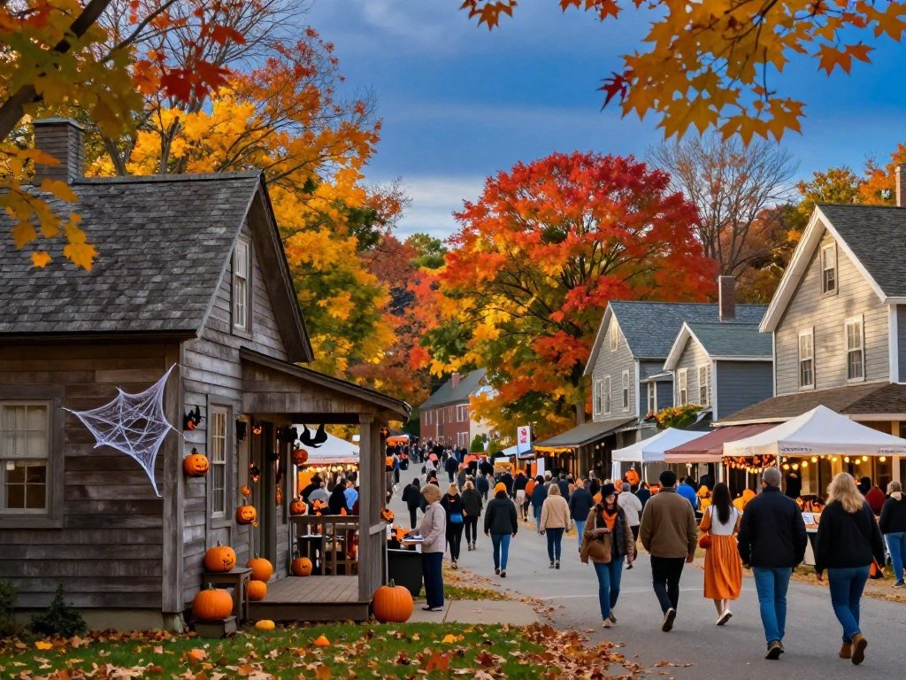 Salem Halloween events and Maine fall cabins in New England