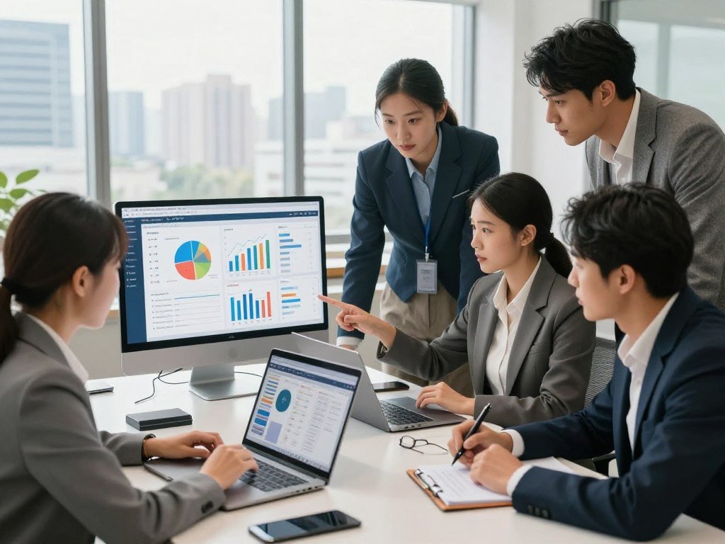Sales operations team checking CRM and tool requirements Sales operations team checking CRM and tool requirements