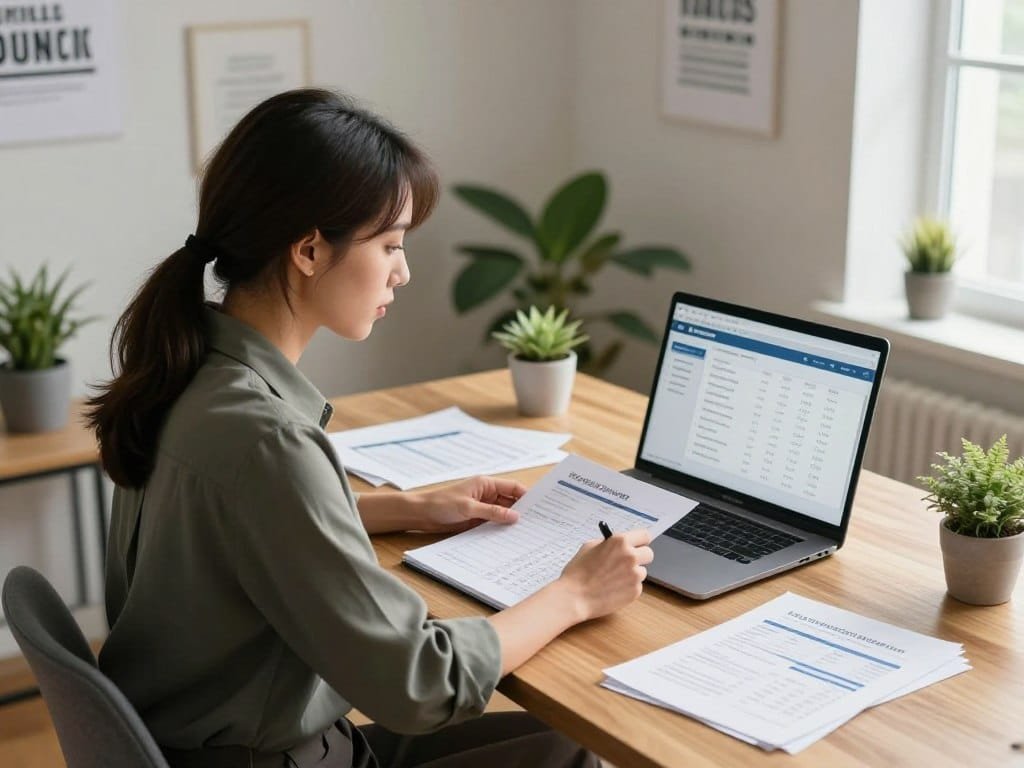 Small business owner comparing payroll software options