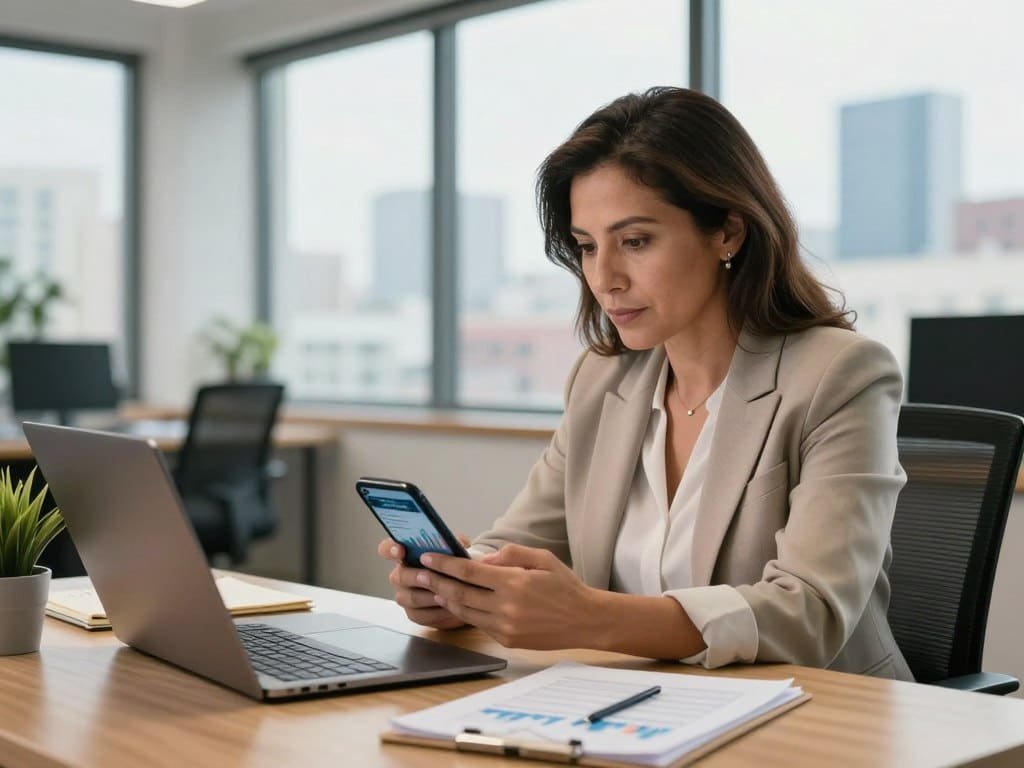 Solo owner checking rental and business records on a phone