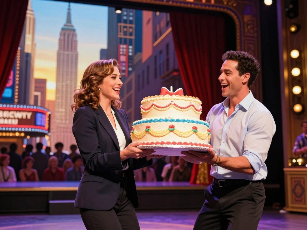 Two Strangers carries a cake across New York onstage