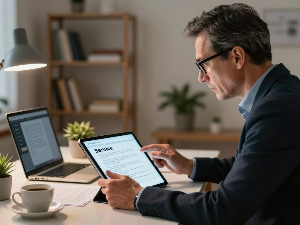 Viewer checking a provider's service terms before watching live channels